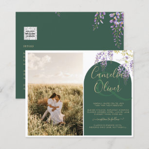 Budget All-in1 PHOTO Wedding Wisteria QR Code INV