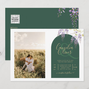 Budget All-in1 PHOTO Wedding Wisteria QR Code INV Invitation