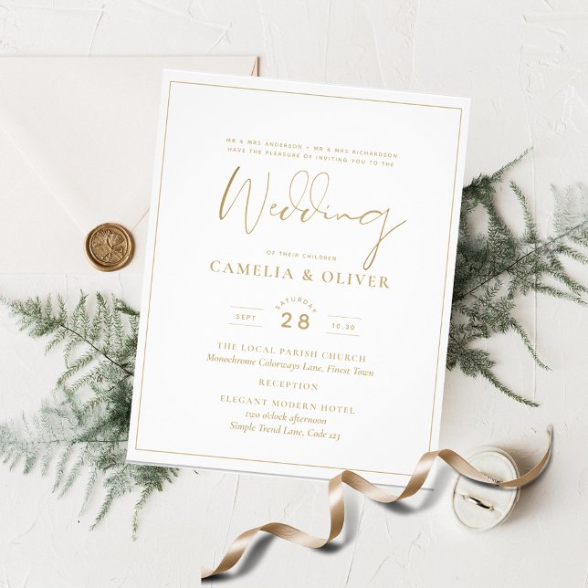 BUDGET All-in-1 Classic Gold Text White Wedding Flyer (Creator Uploaded)