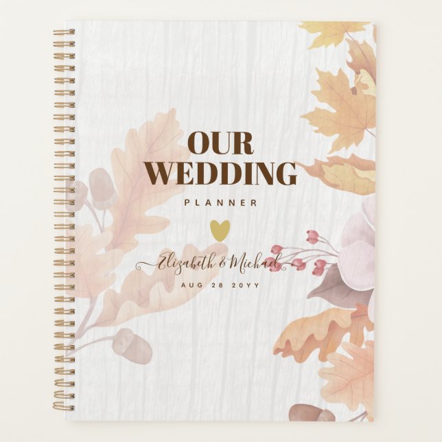BUDGET All-in-1 Fall Leaves Terracotta Wedding Planner (Front)