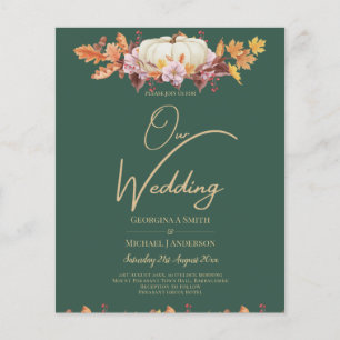 BUDGET All-in-1 Fall Pumpkin Green Gold Wedding Flyer