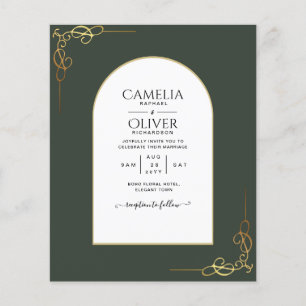 Budget All-in-1 Gold Accent Wedding INVITE Flyer