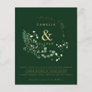 BUDGET All-in-1 Green Gold Wreath QR Code Wedding Flyer