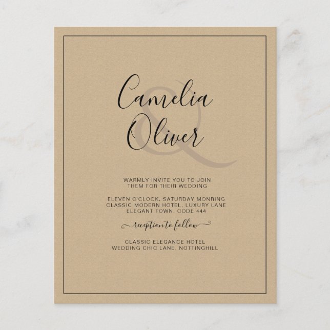 BUDGET All-in-1 Monochrome Ampersand Wedding Flyer (Front)