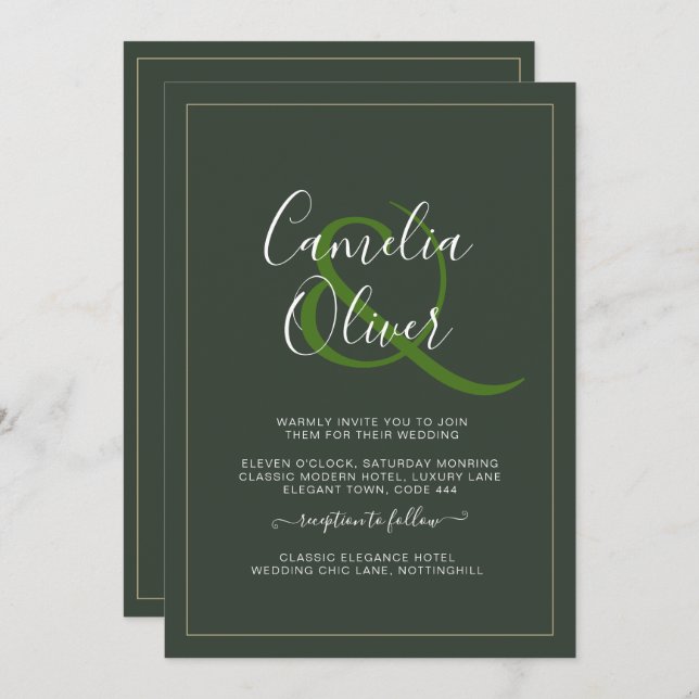 BUDGET All-in-1 Monochrome Ampersand Wedding Invitation (Front/Back)