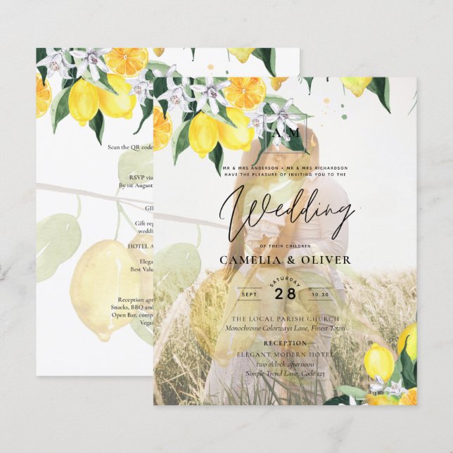 BUDGET All-in-1 PHOTO OVERLAY Lemons Wedding QR (Front/Back)