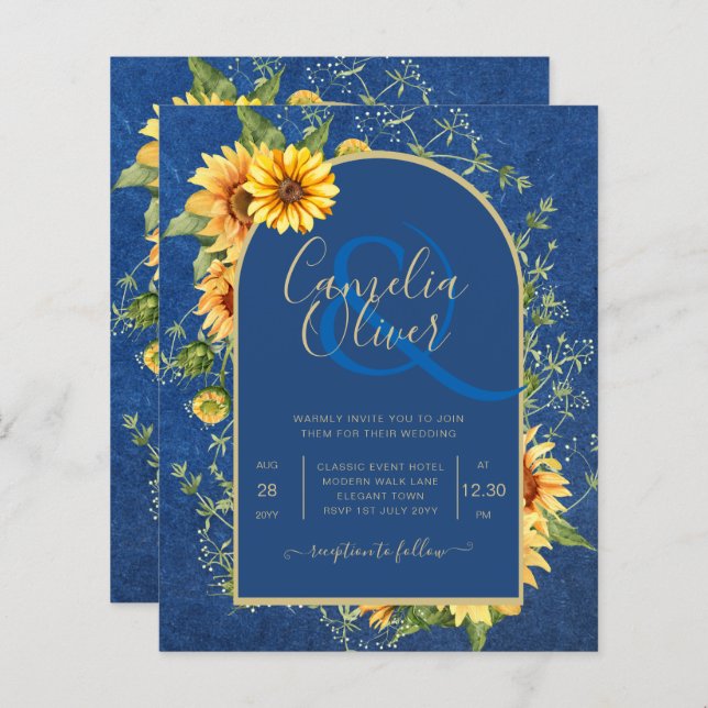 BUDGET All-in-1 Rustic Sunflowers BLUE Wedding (Front/Back)