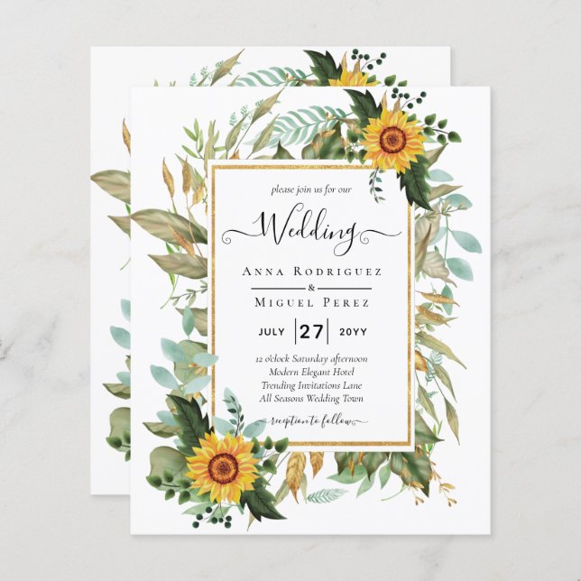 BUDGET All-in-1 Rustic Sunflowers Greenery Wedding (Front/Back)