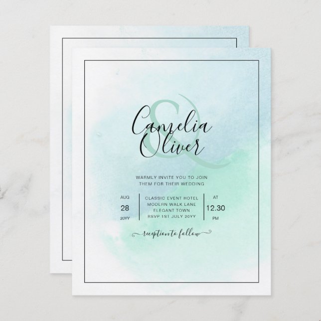 BUDGET All-in-1 Sea Glass Teal Wedding (Front/Back)
