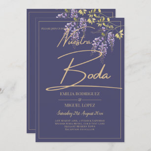 BUDGET All-In-1 Wisteria Dusty Purple Gold Wedding Invitation