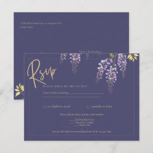 BUDGET All-In-1 Wisteria Dusty Purple Gold Wedding Postcard