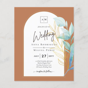BUDGET All-in-1Terracotta Gold Greenery Wedding Fl Flyer