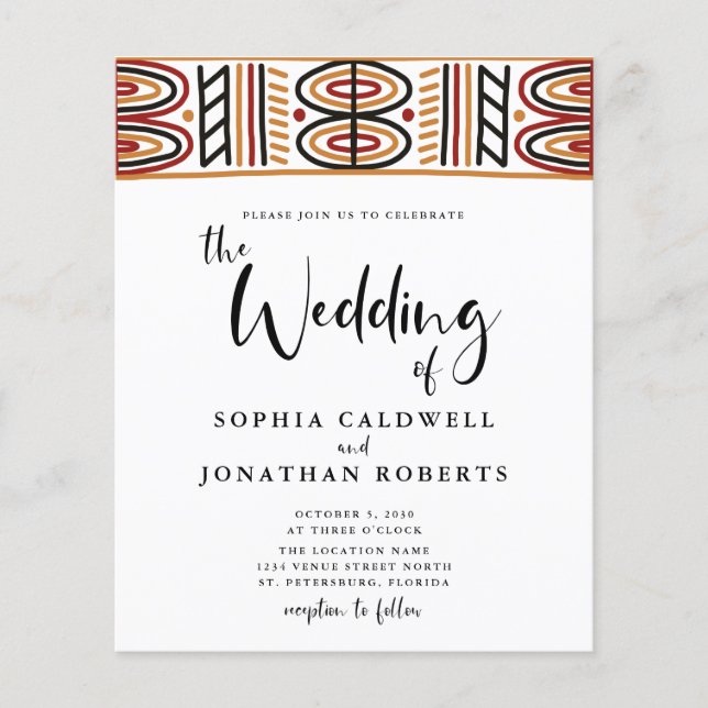Budget All in One African Motif Wedding Invitation (Front)