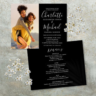 Budget All In One Black White Photo Wedding Invite