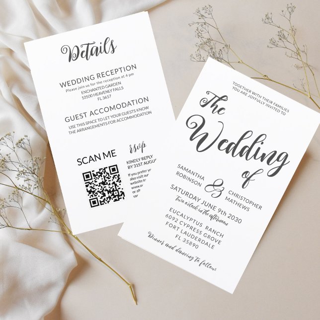 Budget All in One Black & White Wedding Invitation (Creator Uploaded)