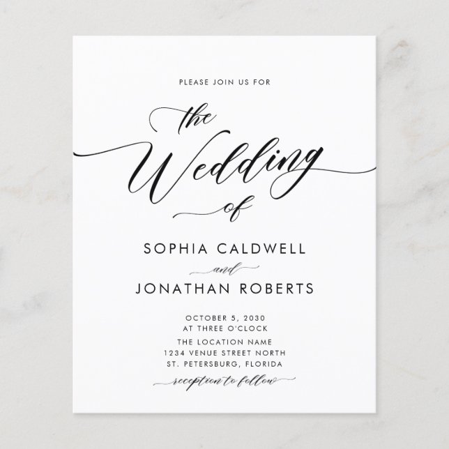 Budget All in One Calligraphy Wedding Invitation (Front)