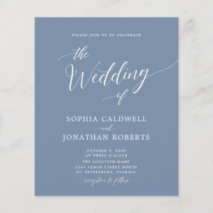Budget All in One Dusty Blue Wedding Invitation