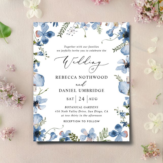 Budget All-in-one Dusty Blue Wedding Invitation (Creator Uploaded)