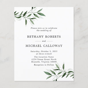 Budget All in One Eucalyptus Leaves Wedding Invite