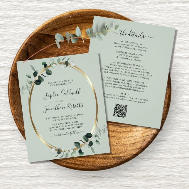 Budget All in One Eucalyptus Sage Wedding Flyer (Creator Uploaded)