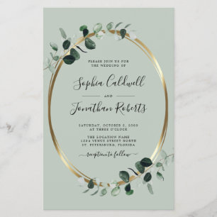 Budget All in One Eucalyptus Sage Wedding Flyer