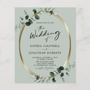 Budget All in One Eucalyptus Sage Wedding Flyer