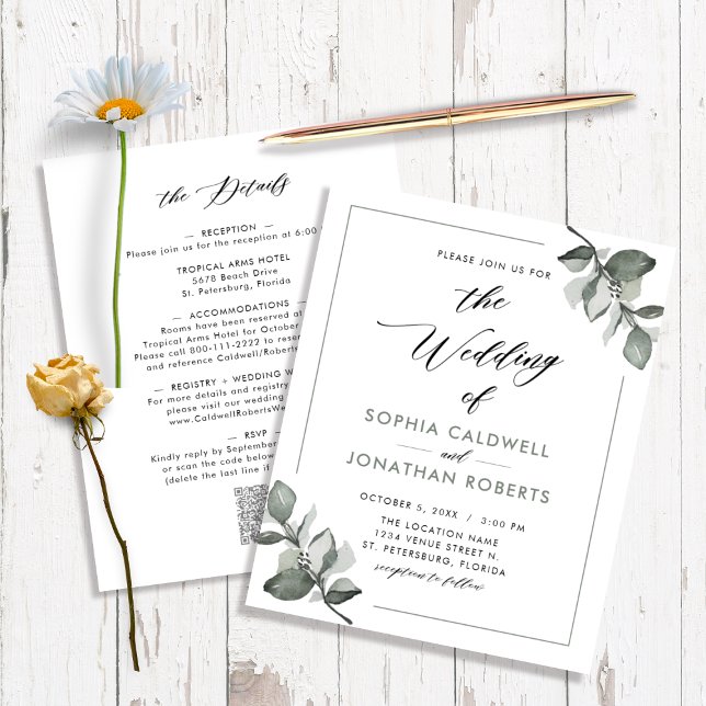Budget All in One Eucalyptus The Wedding Of Invite (Creator Uploaded)