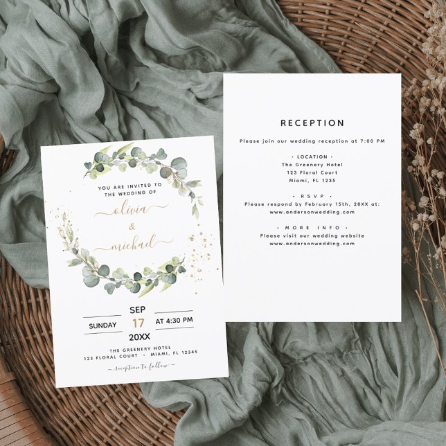 Budget All in One Eucalyptus Wedding Invitation (Creator Uploaded)