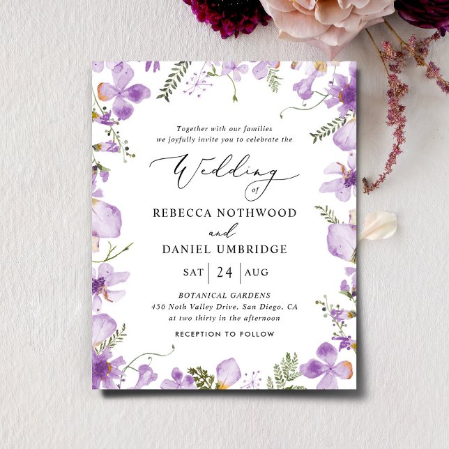 Budget All-in-one Lavender Wedding Invitation (Creator Uploaded)