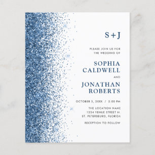 Budget All in One Monogram Glitter Wedding Invite