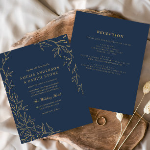 Budget All in One Navy Blue Wedding Invitation Flyer