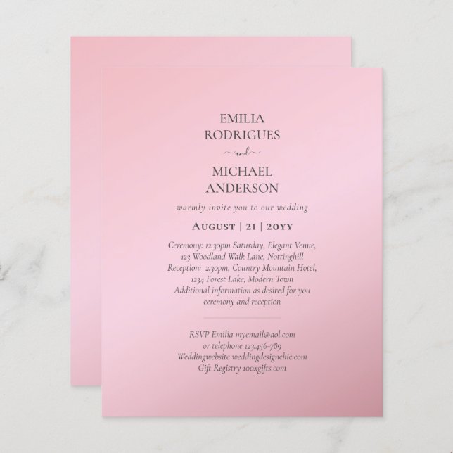 Budget All in One Wedding RSVP Details Registry (Front/Back)