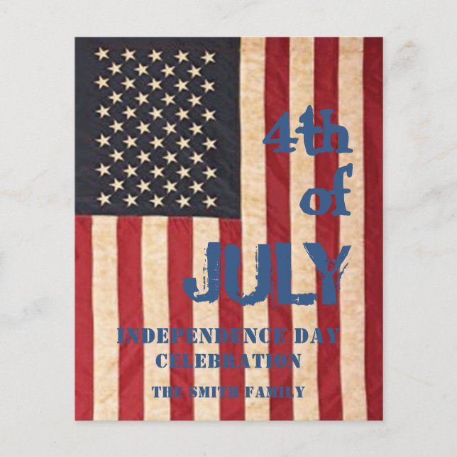 BUDGET American Flag 4th of JULY Party Invitation Flyer (Front)