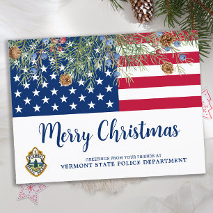 Budget American Flag Corporate Logo Christmas Postcard