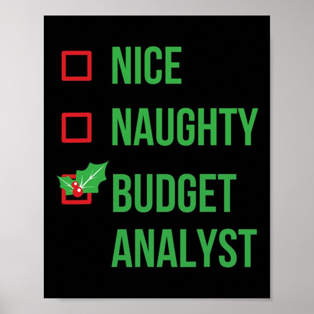 Budget Analyst Funny Pajama Christmas Gift  Poster (Front)