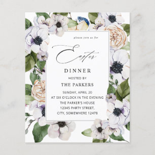 Budget Anemone White Floral Easter Dinner Flyer