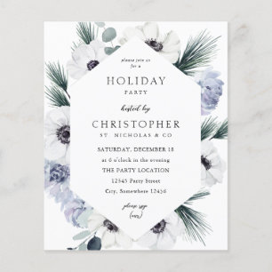 Budget  Anemone Winter White Floral Holiday Party  Flyer