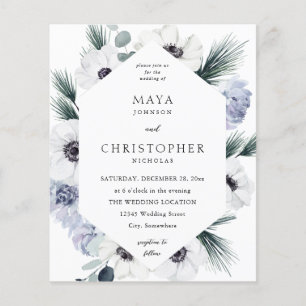 Budget Anemone Winter White Floral Wedding Flyer