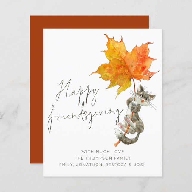 Budget Animal Cat Happy Friendsgiving Card (Front/Back)