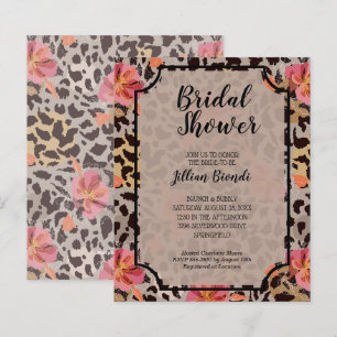 Budget Animal Print Floral Bridal Shower Invites