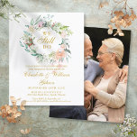 Budget Anniversary Vow Renewal Photo Invitation<br><div class="desc">Featuring a delicate watercolor floral greenery garland,  this chic botanical vow renewal budget invitation can be personalised with your special anniversary information. The reverse features your special photo. Designed by Thisisnotme©</div>