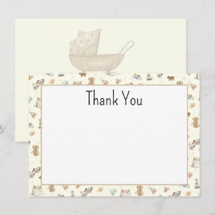 Budget, Antique Buggy Boho Baby Shower Thank You Card