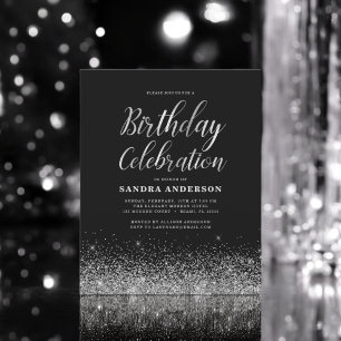 Budget Any Age Birthday Silver Black Glitter