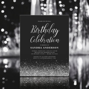 Budget Any Age Birthday Silver Black Glitter