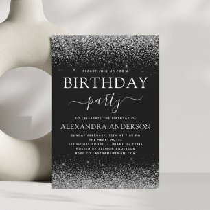 Budget Any Age Birthday Silver Black Glitter Flyer