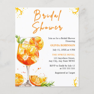 Budget Aperol Spritz Cocktail Bridal Shower Invite Flyer