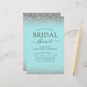 Budget Aqua Blue Teal Silver Glitter Bridal Shower