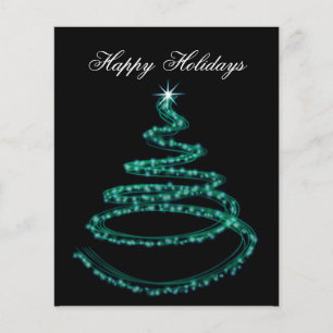 Budget Aqua Christmas Tree Business Holiday Card
