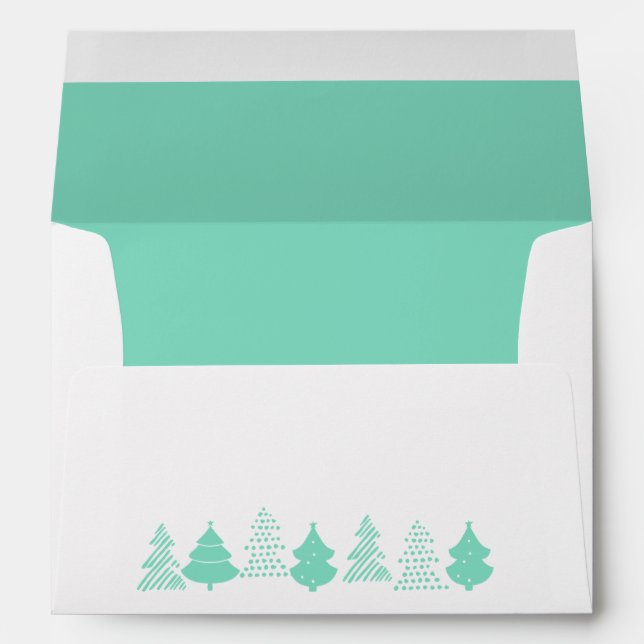 Budget Aqua-Lined White Christmas Card Envelope (Back (Bottom))