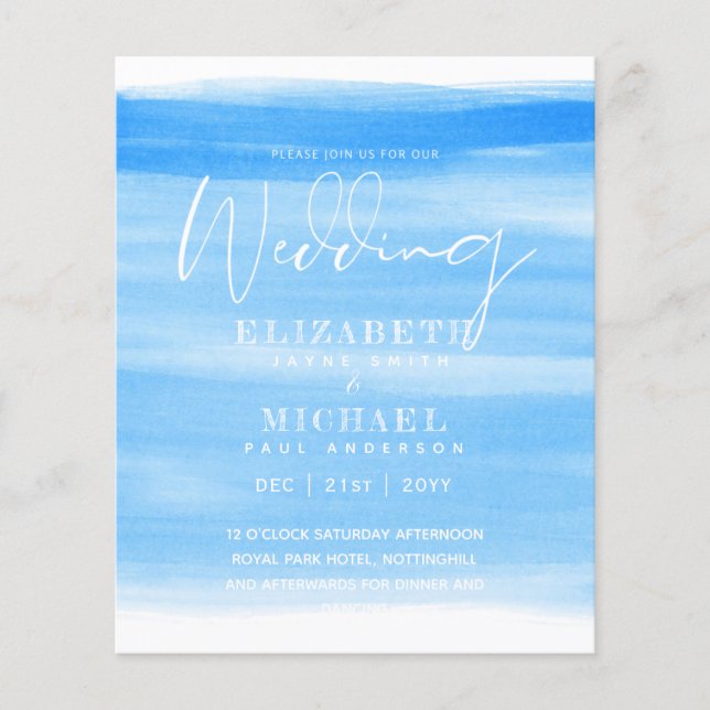 BUDGET Aqua Ocean Wedding Invite Beach Destination (Front)